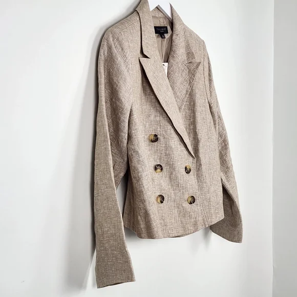 Talbots Cropped 100% Linen Blazer Neutral Flax Tan Size 12P NWT - Picture 3 of 8